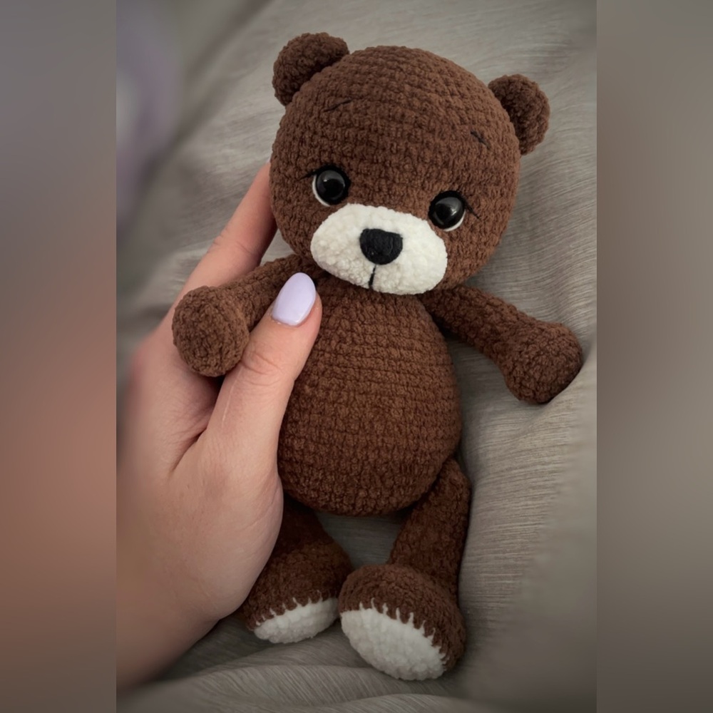 ‼️Handmade/Crochet Bear In Overalls ‼️ - Picture 6 of 8